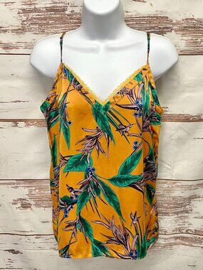 Six Ames Silk Tropical Print Cami Tank Blouse
